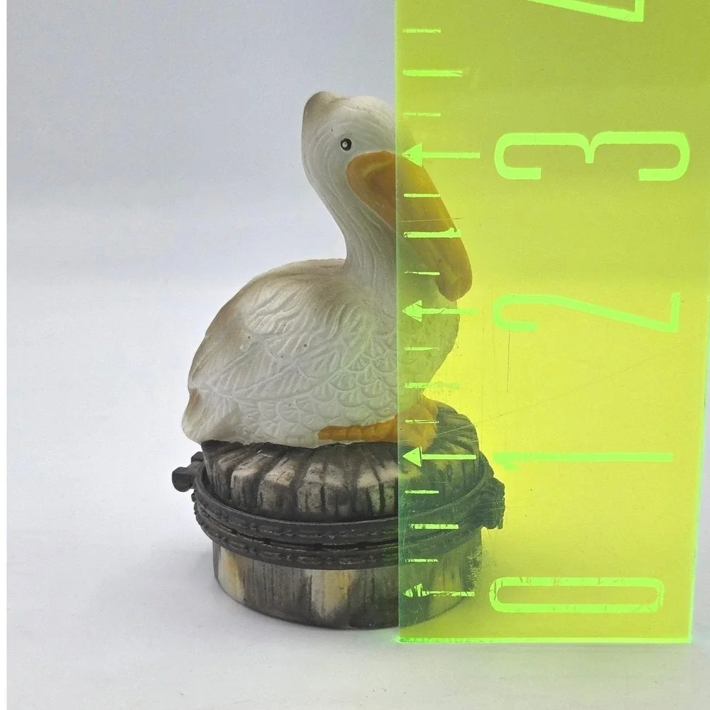 Pelican on Pier Porcelain Hinged Trinket Box -‎ Nautical Bird Keepsake 3